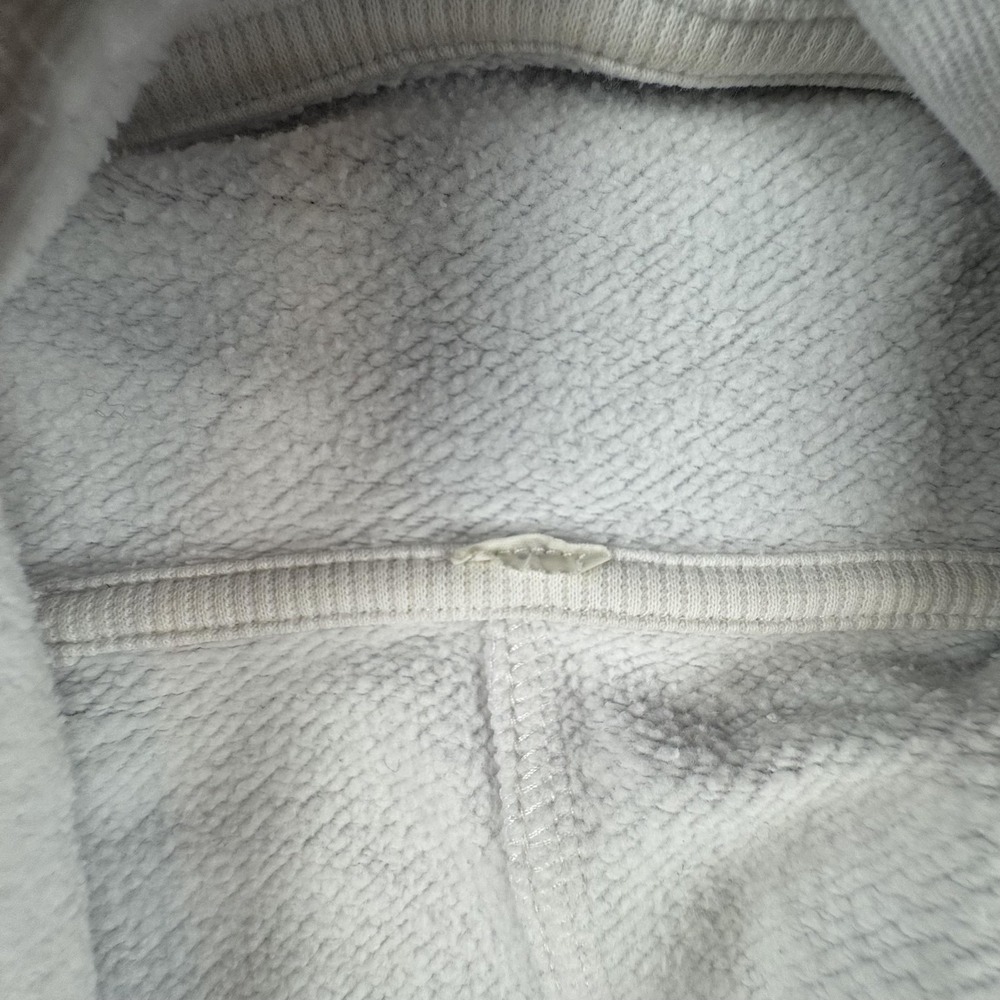 Alo Cropped Hoodie Womens Large White Fleece Kangaroo Pocket Pullover Sweatshirt - Picture 5 of 9